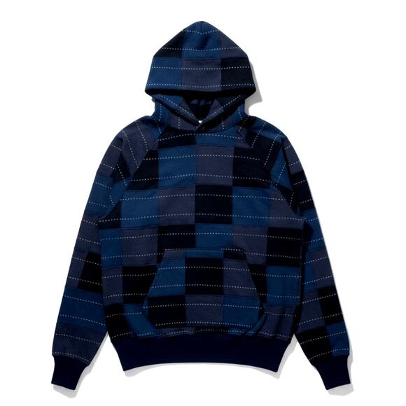 Samuel Zelig Patchwork Hoodie XL Navy Blue Heavyweight Cotton Sweatshirt NWOT - Picture 13 of 14